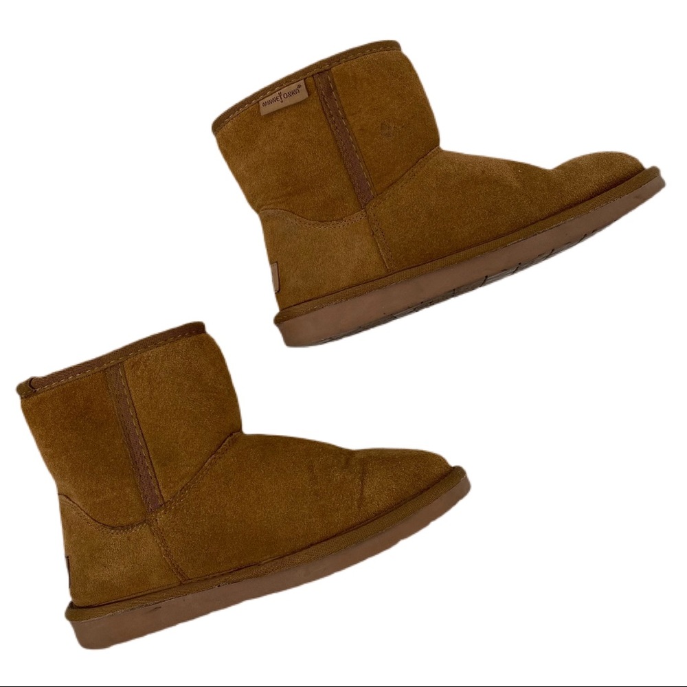 MINNETONKA Light Brown Leather Suede Olympia Boot